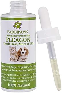 PADDIPAWS Fleagon Spot on - 100% Natural Flea Away Prevention Treatment for Dogs and Cats - Also protects against Mites, Lice and aids Tick Management - One Years Treatment