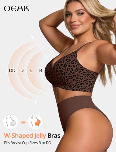 Image of OEAK Womens Wireless Jelly Bras V Mesh Comfortable Bralette Supportive Tshirt Bra No Underwire Seamless Push Up Everyday Bras