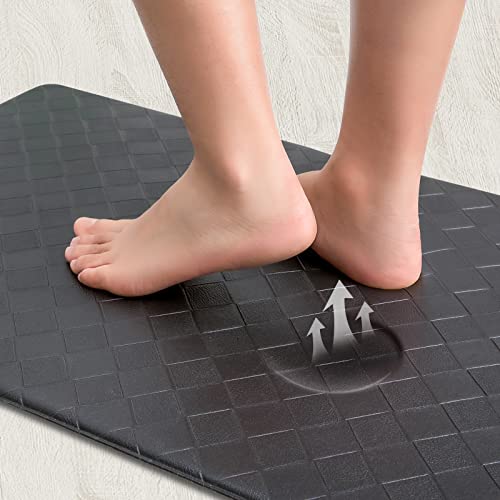 Kitsure Kitchen Mats For Cushioned Anti-Fatigue Use 2 Pcs, Anti-Slip Kitchen Rugs, Easy-To-Clean And Comfortable Standing Desk Mats For Offices, Kitchens, Sinks, 17.3"×30"+17.3"×47", Black #TOP2