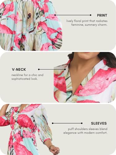 Image of Leriya Fashion Dress for Woman | Maxi Dress for Women Stylish | Women's Elegant A Line Dresses Summer Long Georgette with Floral Prints | Perfect Gaun Wear for Womens