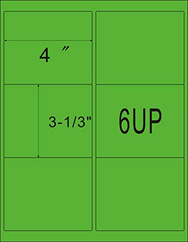 ProLine 6up 200 Sheets Neon Fluorescent Green Internet Shipping Labels 3-1/3