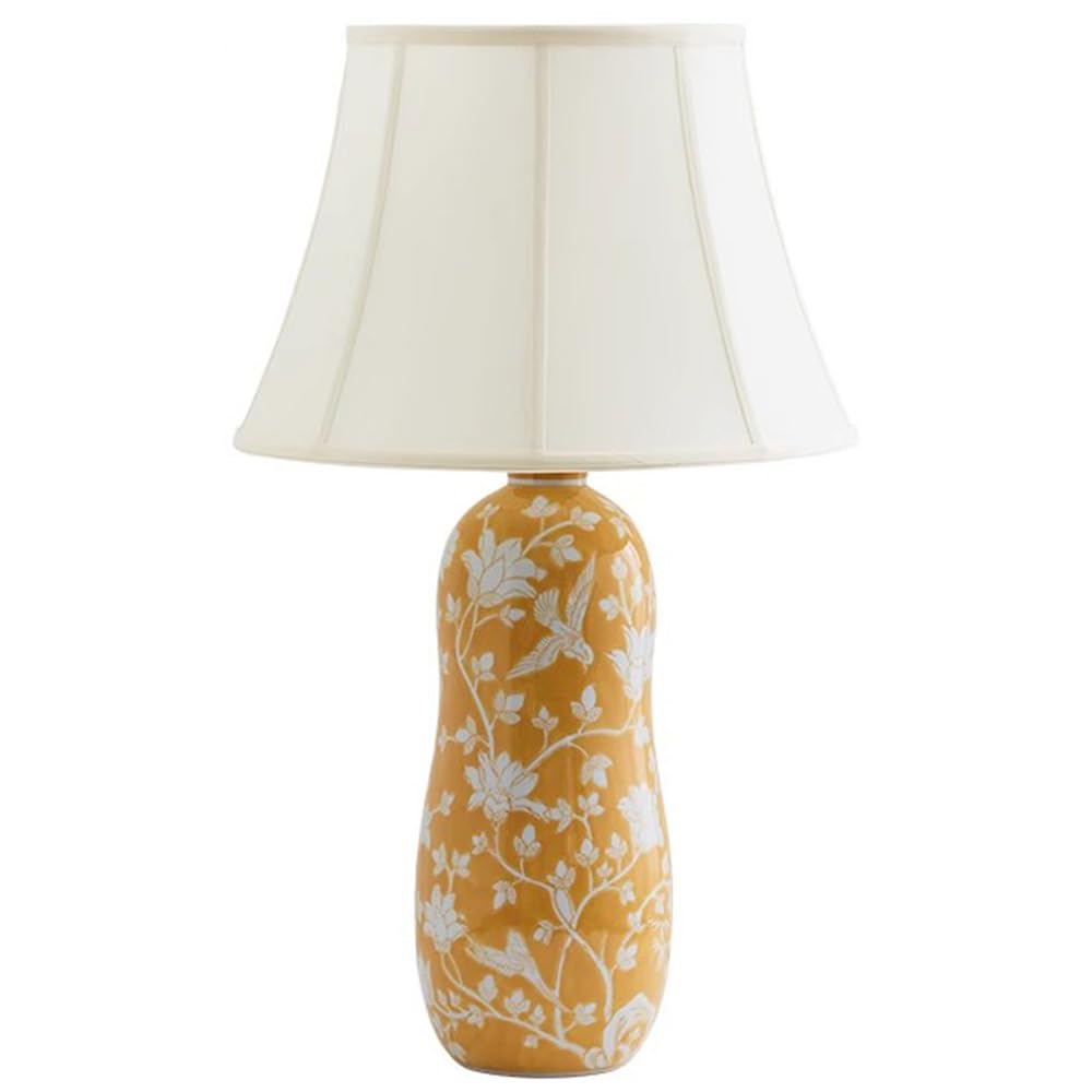 SANBDDLYY Yellow Glazed Chinoiserie Ceramic Table Lamp - Antique Porcelain Desk for Living Rooms, Bedrooms, and Home Offices