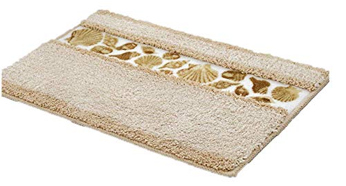 Sytian Decorative Floral Design Rural Style Beautiful Seashell Pattern Shaggy Area Rug Soft Non Slip Absorbent Doormat Bath Mat Bathroom Shower Rug Bedroom Living Room Carpet (40x60cm,Beige)