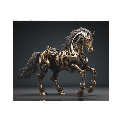 Couverture imprimé cheval 152x127 cm pour lit et canapé - 3