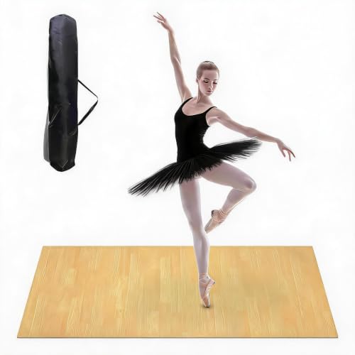 Garvee 6 x 4 ft Dance Floor Portable Dance Floor Mat PVC Non-Slip Exercise Flooring for Ballet Jazz & Pop for Home and Gym Wood Grain
