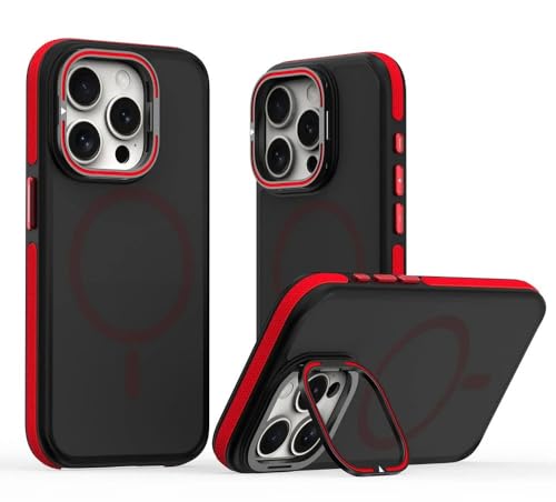 Coque iPhone 15 Plus rouge translucide compatible charge magnétique Magsafe avec support