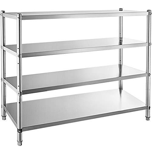 VBENLEM Stainless Steel Shelving 60x18.5 Inch 4 Tier Adjustable Shelf Storage Unit Stainless Steel Heavy Duty Shelving for Kitchen Commercial Office Garage Storage 330lb Per Shelf