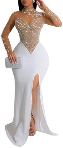 Women Sleeveless Off Shoulder Split Evening Cocktail Long Dress