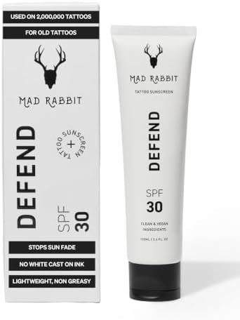 Mad Rabbit Defend Tattoo Sunscreen, SPF 30, Mineral Lotion, 100 mL