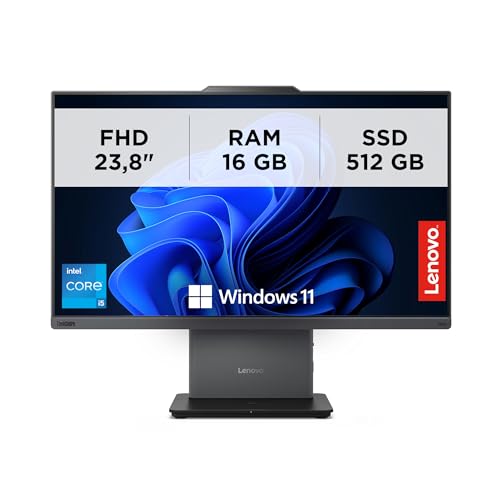 Lenovo - Pc All in One 24 Pollici ThinkCentre Neo 50a Gen 5, Computer Ufficio Professionale Windows 11 Pro, Intel Core i5-13420H, RAM 16GB DDR5, 512GB SSD NVMe - Display FHD IPS, Wi-Fi 6, USB-C e HDMI