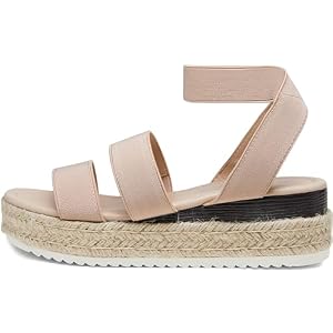 Vepose Women's Platform Wedge Sandals, Triple Elastic Strap Design