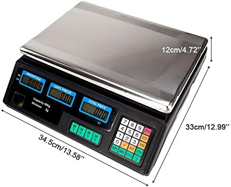 Electronic Digital Scales with Charging Cable, Shop Table Scales - Price Computing Scales,Very Precise Fruit Market Scales for Commercial Shop Retail Price Weighing Fruit up to 88lb/40 kg