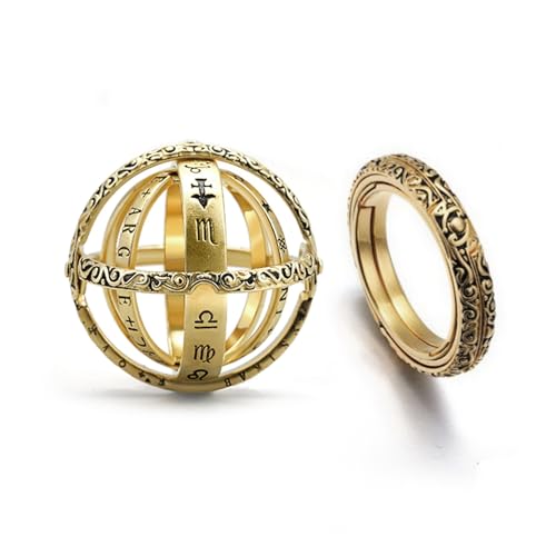 FORUBUS Astronomical Sphere Spinner Ring, Astronomy Ball Cosmic Finger Ring for Astronomer Fans Student Museum Memorial Souvenir