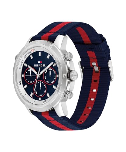 Image of Tommy Hilfiger Sport Quartz Analog with Blue Dial Blue Leather Strap Watch for Men - TH1792124W