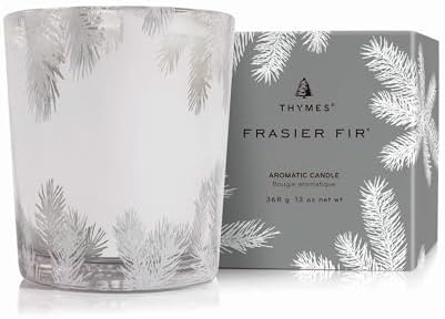 Thymes Frasier Fir Candle – Pine Needle Design – Holiday Scented Candle – Notes of Crisp Siberian Fir, Cedarwood & Sandalwood – Luxury Home Fragrance Gifts for Women & Men – Silver (Statement, 13 oz) - Thumbnail 5