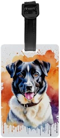 Personalized Luggage Tag Cute Puppies Pet Sheperd Dogs Novelty Custom Luggage Tags for Suitcases, Bag Black White Watercolor Armenian Gampr Breed Dog Design Customized Travel, One Piece image 5