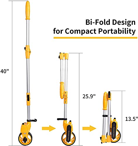 Easyuse Measuring Wheel Collapsible,Tri-Foldable Aluminum 4-Inch Foldable Measuring Wheel,Rolling Wheel Measurer Folding Yellow #TOP4