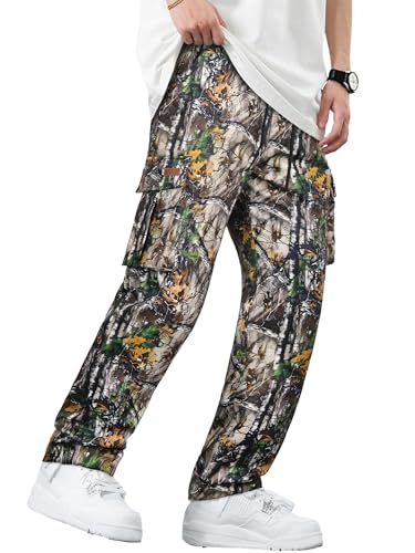 Image of Comdecevis Men's Casual Cargo Pants Workout Joggers Stretch Sweatpants Hiking Drawstring Tactical Pants with Multi Pockets