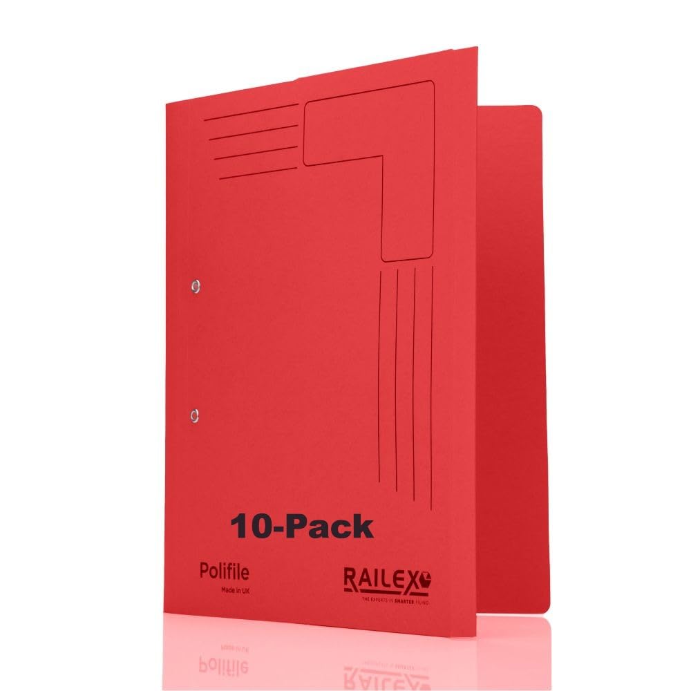Railex Polifile - Carpeta tamaño A4, 10 unidades, color rubí, para documentos A4, archivador de palanca y anillas alternativas con lomo flexible y cartera para documentos, carpetas de cartón con punta
