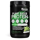 NATURE TARGET Plant Based Protein Powder Unflavored - Vegan Pea Protein Powder with Digestive Enzymes, 22g Protein, 4g BCAAs, 0 Sugar, Dairy Free, 1.1 Lbs (16 Servings)
