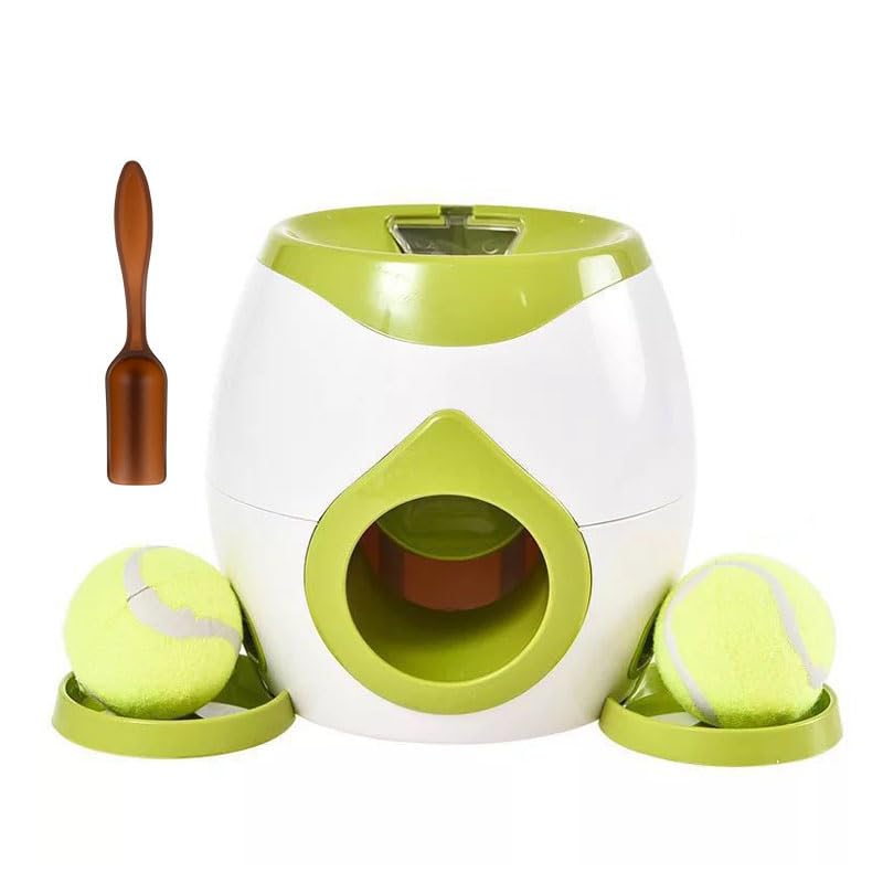 Dog Tennis Ball Food Reward Machine, Intelligent Automatic Feeder for Interactive Dog Training (Green)
