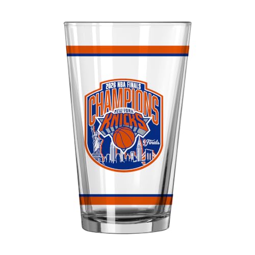 Logo Brands NBA New York Knicks NBA Finals Champions 16 oz Pint Glass – Offical Finals Champions Design| 16 Fluid Ounces| Glass