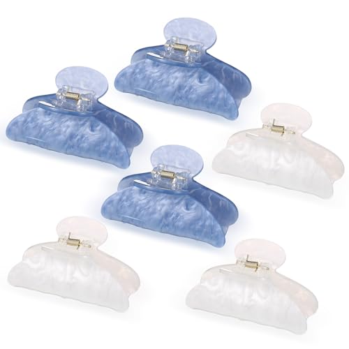 Yuxung 6 Pcs Large Acrylic Hair Claw Clips for Women Cute Non-slip Hold Clamps for Thick Thin Hair Stylish French Barrettes Accessories (3.15 Inch Soft Colors)