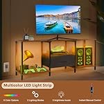 PINPON 46" TV Stand with Manual LED Lights & Fabric Drawer, 3-Tier Storage Media Console for 55" TV, Adjustable Feet, Rustic Brown Entertainment Center for Living Room/Bedroom - Image 3