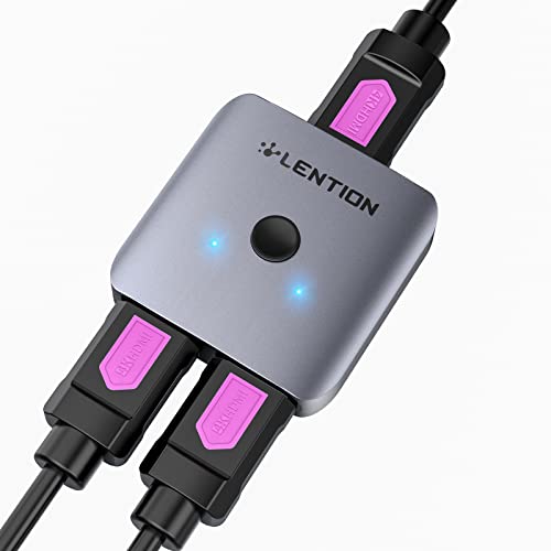 LENTION HDMI Switch 4K@60Hz,Hdmi Splitter,Bi-Directional HDMI Switcher,3-HDMI Switch Adapter with LED Indicator,2 Input 1 Output HDMI AB Switch,Compat