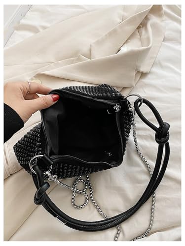 SweatyRocks Women's Rhinestone Shoulder Bag Top Handle Chain Strap Evening Clutch Purses For Party Wedding Engagement4