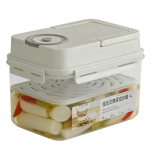 Wmaapg Récipient d'insertion - Couvercle pressé de 4 litres pour fermentation coréenne - Boîte de rangement anti-fuite - Pour réfrigérateur, garde-manger, cuisine, maison, choucroute, camping
