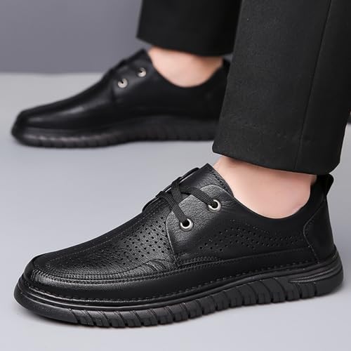 Men’s Formal Dress Oxford Shoes, Breathable Hollow Round Toe Lace-up Comfort Brogue Oxfords Casual Business Work Dress Shoes2