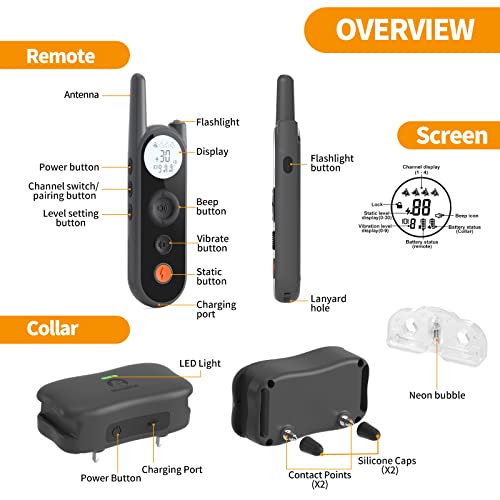 Dog Training Collar With Remote, Rechargeable Shock Collar For Dog With Security Keyboard Lock, 4000 Ft (1.22 Km), 3 Modes Beep, Vibration, Shock, Ipx7 Waterproof Dog Shock Collar For All Breeds, Size #TOP6