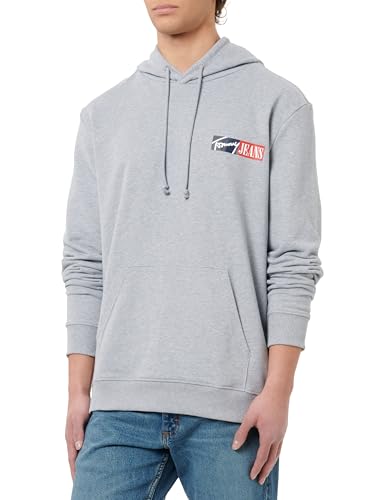 Tommy Jeans Men’s Entry Graphic Hoodie, Grey (Grey Htr), XXL