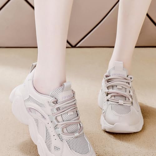 Fashion Breathable Mesh Lace Up Chunky Platform Sneakers for Womens Lightweight Soft Non-Slip Round Toe Walking Running Casual Sport Gym Sneakers4