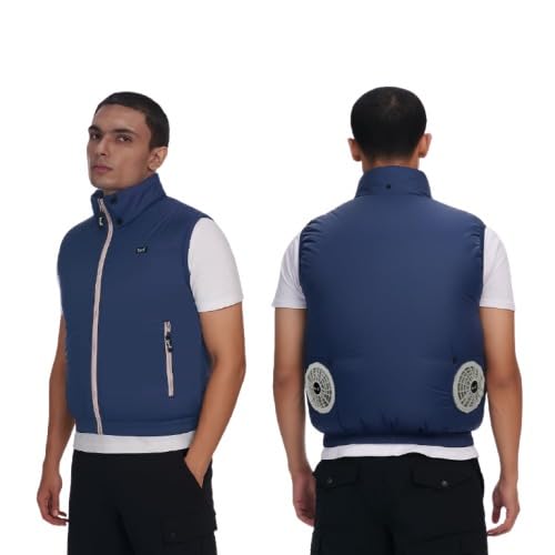Image of Wearable Fan with 9 Blades Air-Conditioned Jacket, Cooling Jacket,Beat the Heat, Outdoor Activities, Battery Fan Set, 10000 mAh, 12 V, Unisex, Instant Cooling