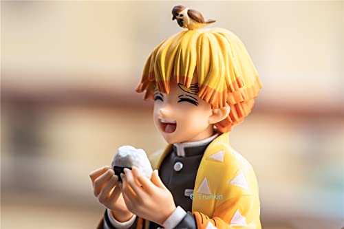 Image of Trunkin Demon Slayer Zenitsu Agatsuma Perching Sitting Eating Action Figure | Kimetsu No Yaiba Pm Anime Figure Weeb Manga Collectible | Anime Figurine,8 X 3 cm, Multicolor