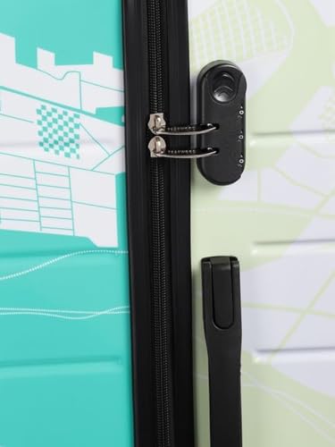 Image of TEAKWOOD LEATHERS Twin Printed Hardside Trolley 360 Degree 8 Roating Wheels, Trolley Bag for Travel (Green, Set)