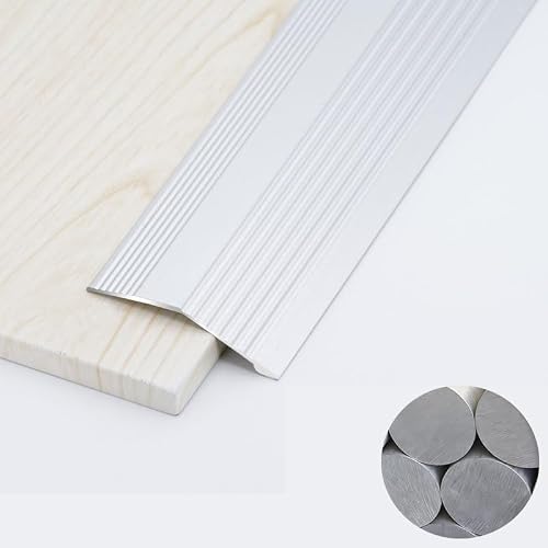 MESCXTY Threshold-Ramps Reducer, Cuttable Metal Flooring Transitions, Uneven Floors Trim Strip, Beveled Edge Ramp EDG Guard, Doorway Edging Strip Easy to Install(Silver)