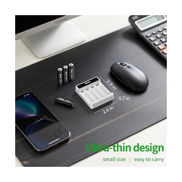 BONAI Rechargeable Batteries with Smart Charger Kit: High Capacity Ni-MH Batteries with 4-Bay USB Fast Charging (Type-C Input, Low Self-Discharge) (4 Bay Charger) - Image 4