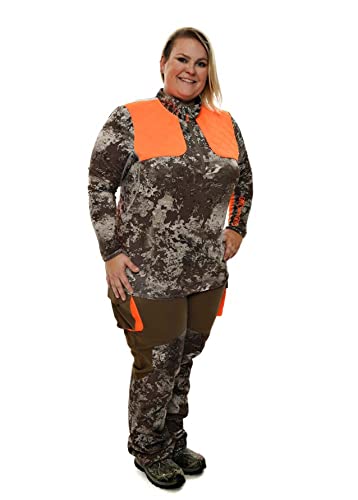 Girls With Guns Sienna Women’s ¼ Zip Long Sleeve Highland Hunting Shirt with Blaze Orange Padding on Shoulder & Forearm4