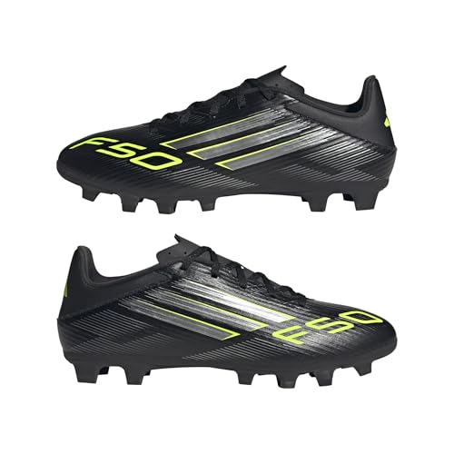 adidas Unisex F50 Club Firm Multi Ground Football Boots Fußballschuhe, Core Black/Iron Metallic/Lucid Lemon, 41 1/3 EU