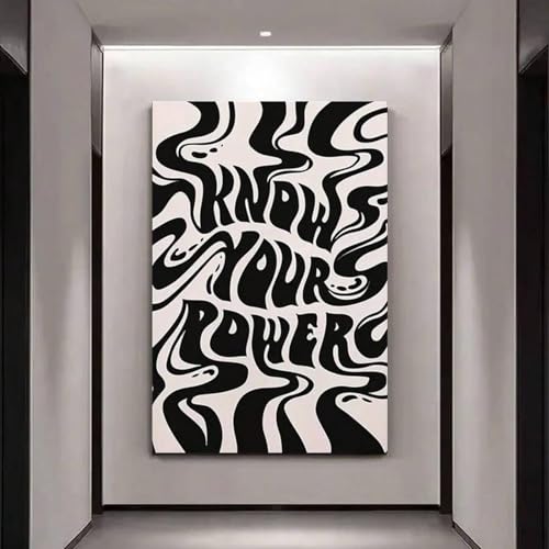Toile Connaissez votre pouvoir art déco grand format 80x120 cm affiche salon noir et blanc