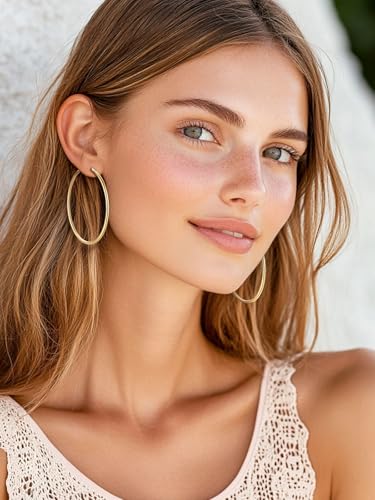 Silvora 925 Sterling Silver Hoop Earrings, Hypoallergenic Polished Big Hoops 18K Gold Jewelry Gifts for Women 20mm/30mm/50mm/70mm with Delicate Packaging3