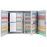 Durabox 400 Position Steel Key Cabinet - Organize and Secure Key Storage Lock Box with Numbered Hooks and Tags for Valets, Hotel, Office, Car Dealerships and More (K400) (Light Grey)