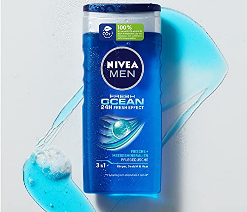 NIVEA MEN Fresh Ocean Nourishing Shower Gel (250 ml) with Sea Minerals and Ocean Fresh Fragrance - Image 3