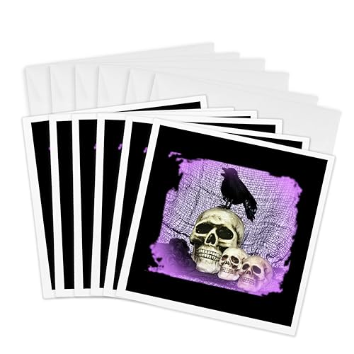 Cartes de vœux crânes 3dRose pour invitations soirées à thème Halloween