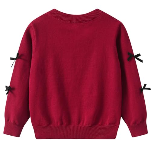 Girls Bowknot Appliques Cardigan Sweaters Button Down Long Sleeve Knit Toddler Kids Fall Winter Cute Outerwear for 2-14 Years3
