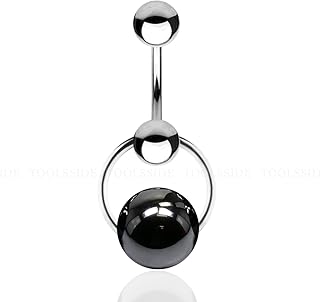 VCH Piercing Jewelry with Hematite Ball Stainless Steel Belly Button Ring Navel Piercing Jewelry Belly Rings for Women 14G Belly Button Piercing