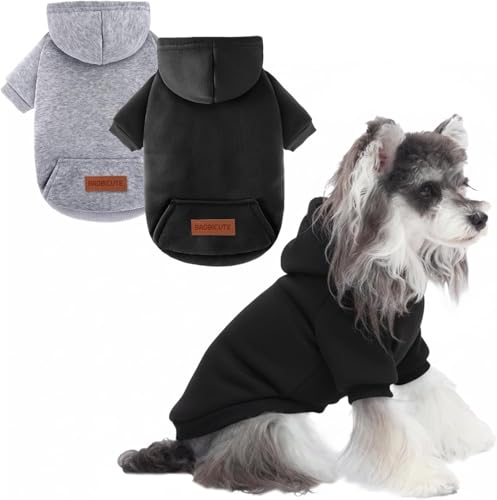 Image of 2 Pack Dog Hoodie Warm Hood Dog Sweater Cold Weather Small Dogs Sweatshirt Comfort Pet Clothes for Small Medium Dogs with Pockets Chihuahua Clothes for Male Female Girl Boy Sporty Daily Wear